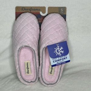 Dearfoam pink with gray trim slippers size S 5-6